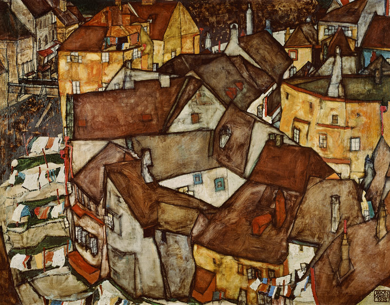 Krumau coudes de maison (la petite ville V) à Egon Schiele