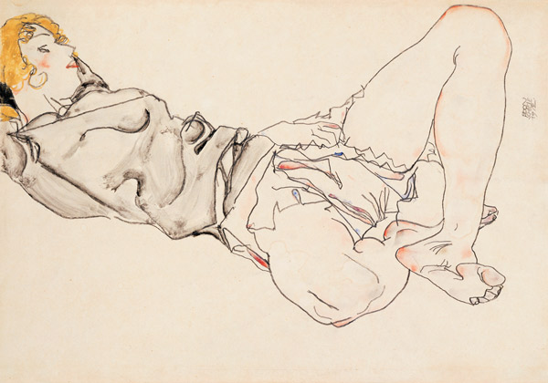 Reclining Woman With Blond Hair à Egon Schiele