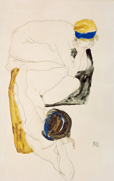 Deux personnages allongé à Egon Schiele