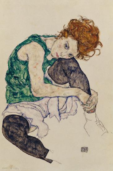 Femme assise avec la jambe repliée - Egon Schiele