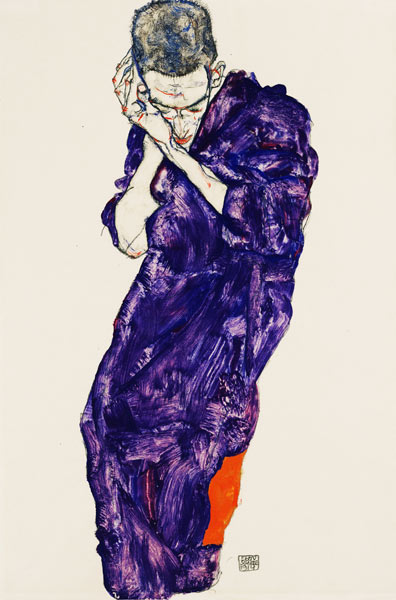 Jeune en soutane violette avec les mains croisées à Egon Schiele