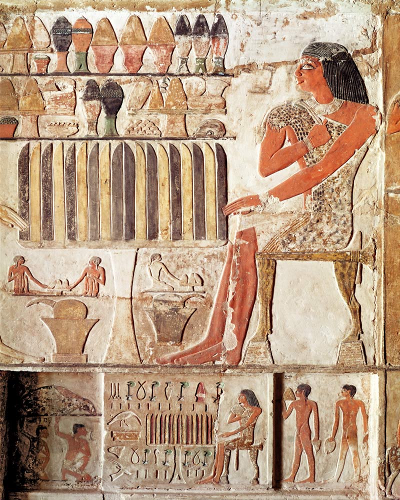 The deceased in front of a table of food, Egyptian, Old Kingdom à Egyptien