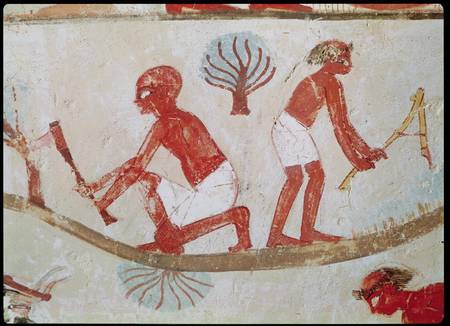 Labourer and Lumberjack at Work, from the Tomb of Nakht, New Kingdom à Egyptien