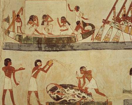 Sacrifice and purification of a bull, an - Egyptian