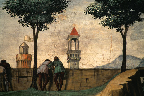 Men Looking over a Wall, from the Visitation à Ghirlandaio Domenico  (alias Domenico Tommaso Bigordi)