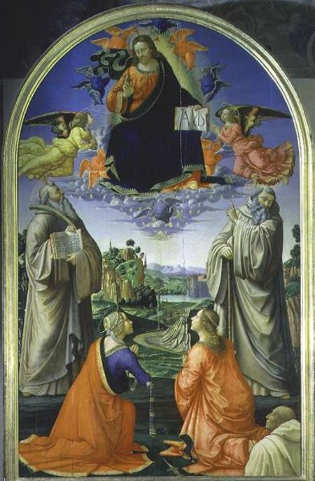 Christ in Glory with St. Benedict (c.480-547), St. Romuald (c.952-1027), St. Attinia, St. Grecinia a à Ghirlandaio Domenico  (alias Domenico Tommaso Bigordi)
