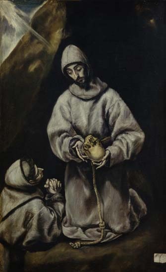 Saint François et frère Leo méditent sur la mort à El Greco (alias Dominikos Theotokopulos)