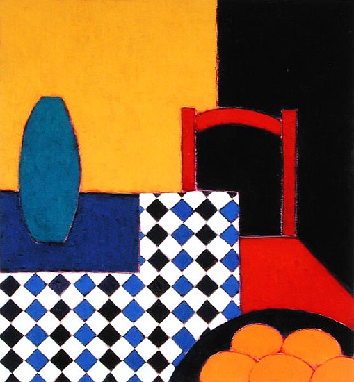 Still life with Red Chair, 2002 (acrylic on paper)  à Eithne  Donne