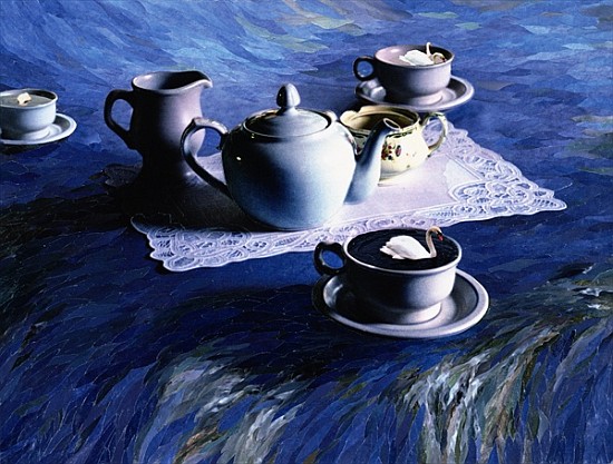 Tea Time with Gordy, 1998 (paper mosaic collage)  à Ellen  Golla