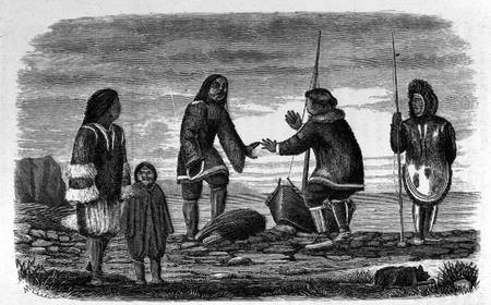 Tuski and Mahlemuts Trading for Oil, from 'Alaska and its Resources', by William H. Dall, engraved b à Elliot