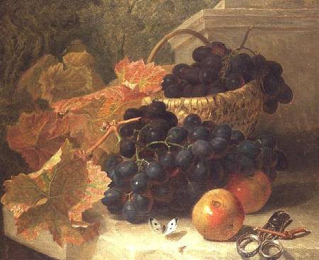 Still Life with Grapes and Scissors on a Stone Shelf à Eloise Harriet Stannard