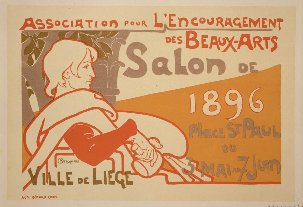 Reproduction of a poster advertising the Association for the Encouragement of Fine Arts 1896 Salon e à Émile Berchmans
