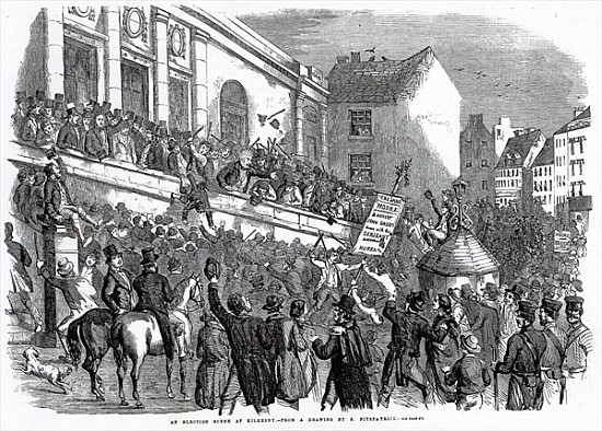 An Election Scene at Kilkenny, illustration from ''The Illustrated London News'', May 14th à École anglaise de peinture
