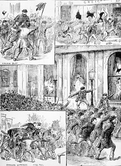 Great Riots in London, illustration from ''Pictorial News'', February 20th 1886 à École anglaise de peinture