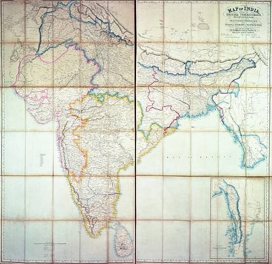 Map of India, 1857 () à École anglaise de peinture