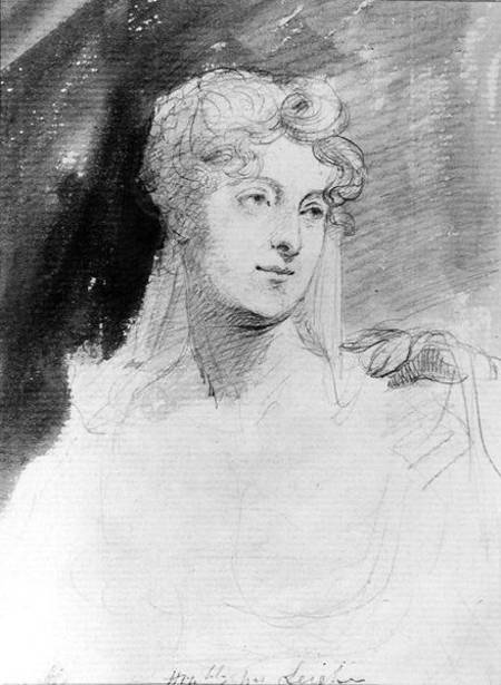 Portrait of Augusta Leigh (pencil and w/c on paper) à École anglaise de peinture