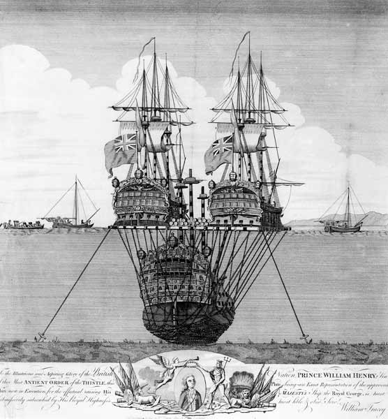 The Attempt made to Salvage the HMS Royal George, c.1783 à École anglaise de peinture