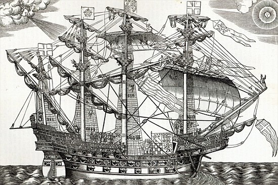 The Ark Raleigh, the Flagship of the English Fleet, from ''Leisure Hour'' à École anglaise de peinture