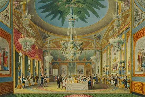 The Banqueting Room, from ''Views of the Royal Pavilion, Brighton'' John Nash (1752-1835) 1826 à École anglaise de peinture