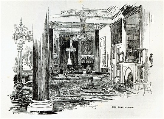 The Drawing Room, Osborne House, from ''Leisure Hour'' à École anglaise de peinture