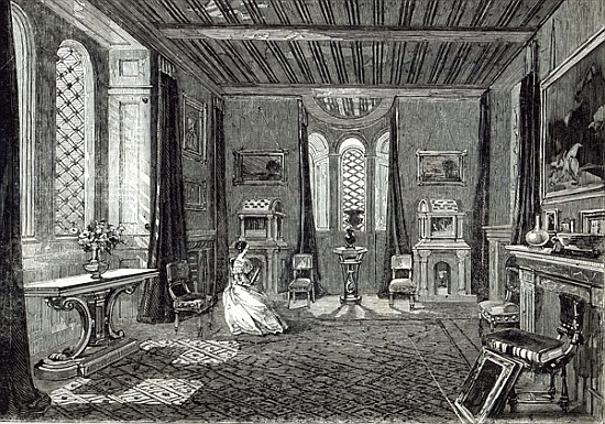 The Scarlet Drawing-room, Lansdown Tower, from ''The Illustrated London News'', 29th November 1845 à École anglaise de peinture