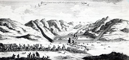 View of the Great Wall on the side where the Ambassador entered China, from ''A Collection of Voyage à École anglaise de peinture