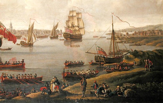 View of the Thames, 1761 (detail of 18935) à École anglaise de peinture