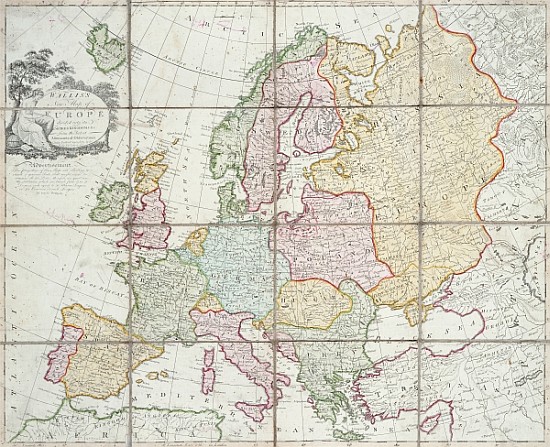 Wallis''s New Map of Europe Divided into its Empires Kingdoms &c à École anglaise de peinture