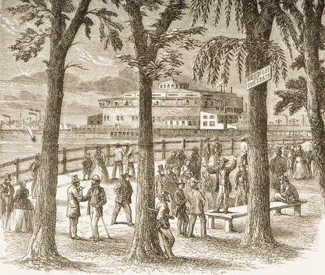 Castle Garden and Battery Park, New York, in c.1870, from 'American Pictures' published by the Relig à Ecole anglaise, (19ème siècle)