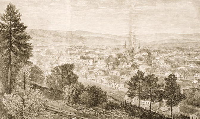 Ithaca and Cornell College, New York State, in c.1870, from 'American Pictures' published by the Rel à Ecole anglaise, (19ème siècle)