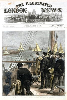 The Prince of Wales at the Royal Thames Yacht Club match, yachts rounding the club steamer, front co à Ecole anglaise, (19ème siècle)