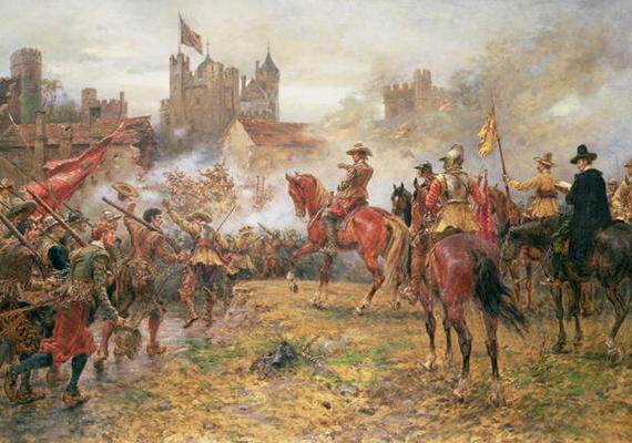 Cromwell at the Storming of Basing House, 1900 (oil on canvas) à Ernest Crofts