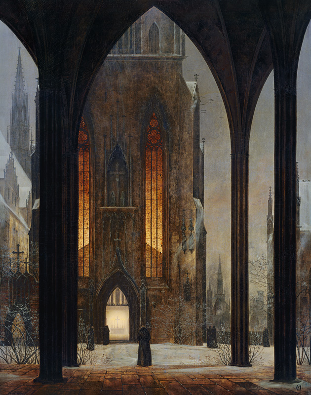 Cathédrale en hiver à Ernst Ferdinand Oehme