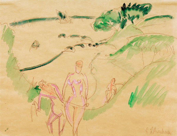 Baigneurs sur la côte de Fehmarn à Ernst Ludwig Kirchner