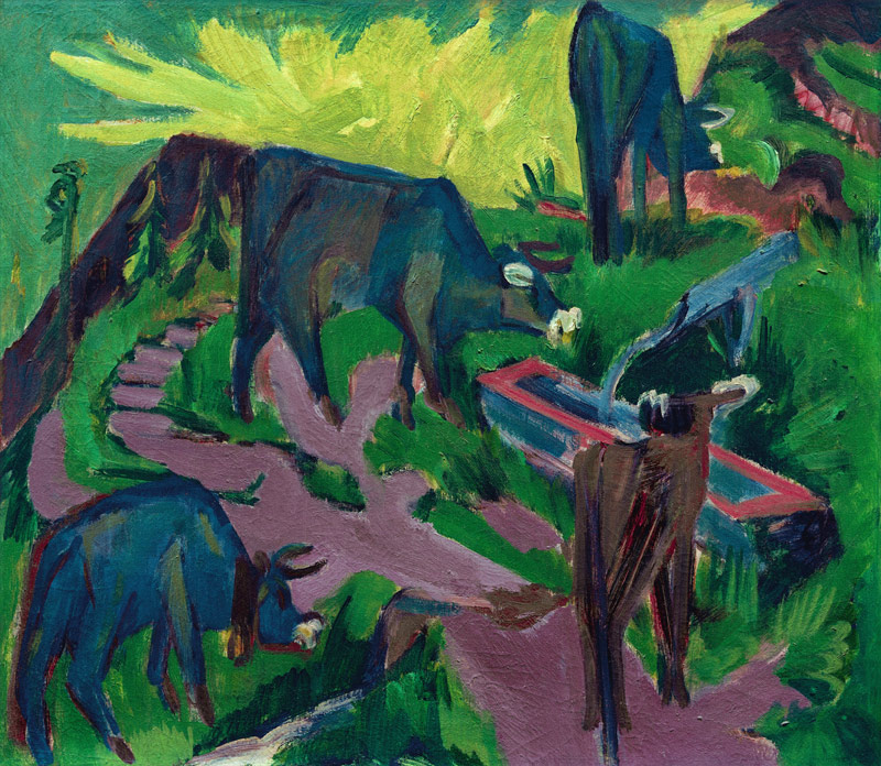 Cows during Sunset à Ernst Ludwig Kirchner