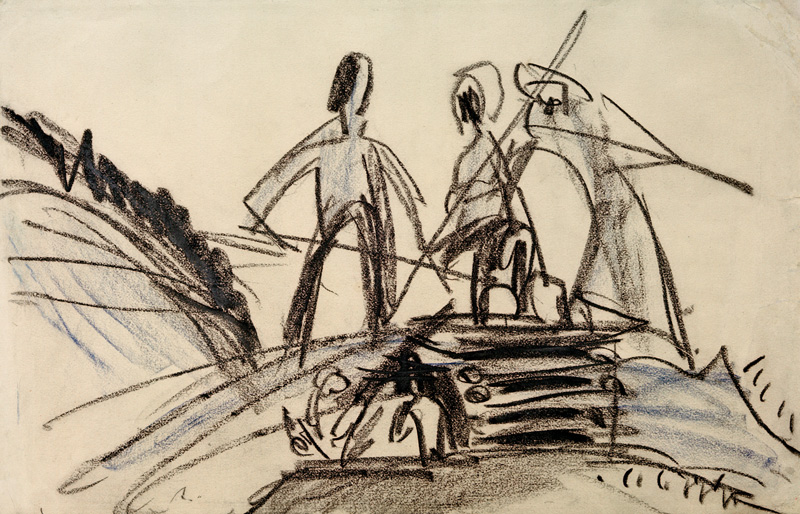 Paysans travaillant le foin à Ernst Ludwig Kirchner