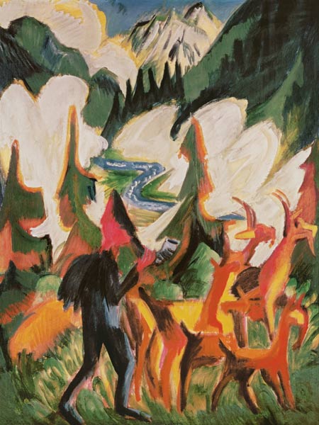 Berger avec des chèvres le matin à Ernst Ludwig Kirchner