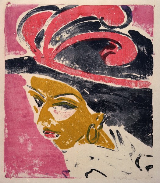 Cocotte avec un chapeau à plumet - Ernst Ludwig Kirchner en reproduction  imprimée ou copie peinte à l\'huile sur toile