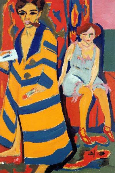 auto-portrait avec le modèle (recouvre en 1926) à Ernst Ludwig Kirchner