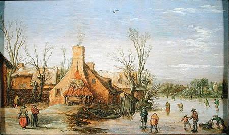 A Village in Winter à Esaias van de Velde