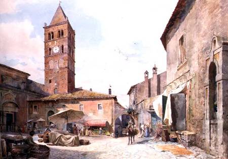 View of the Piazza dell'Olmo, Tivoli  on à Ettore Roesler Franz