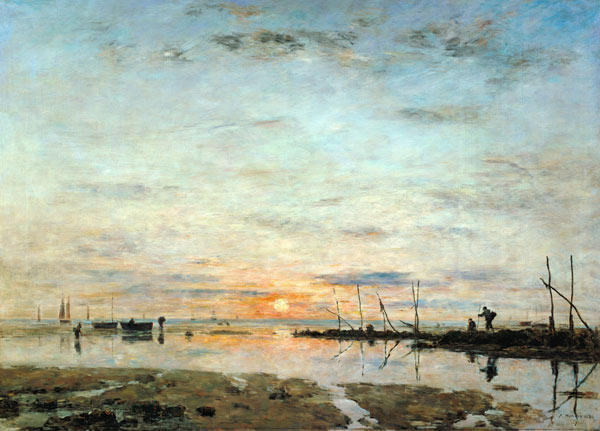 Le Havre, coucher de soleil a mer basse à Eugène Boudin