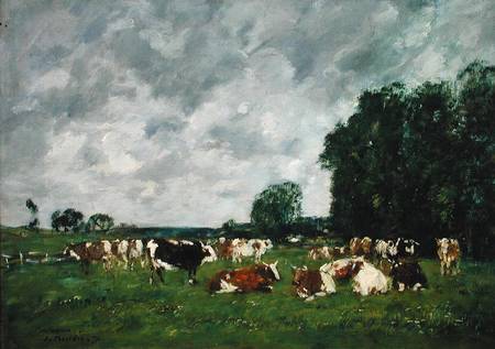 Pasture in Fervaques or, Cows in a Pasture à Eugène Boudin