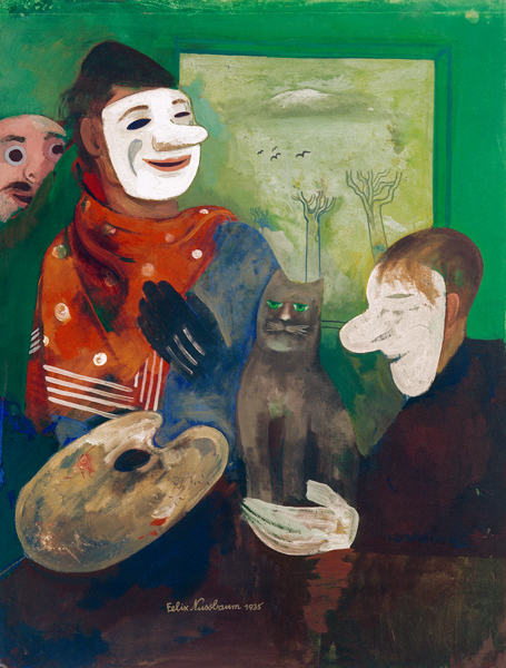 Masks and Cats (Artist with Mask and Cat) à Felix Nussbaum