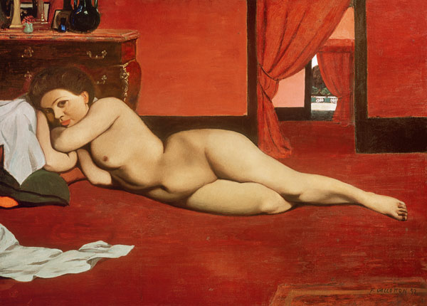 Female Nude in a Red Interior à Felix Vallotton