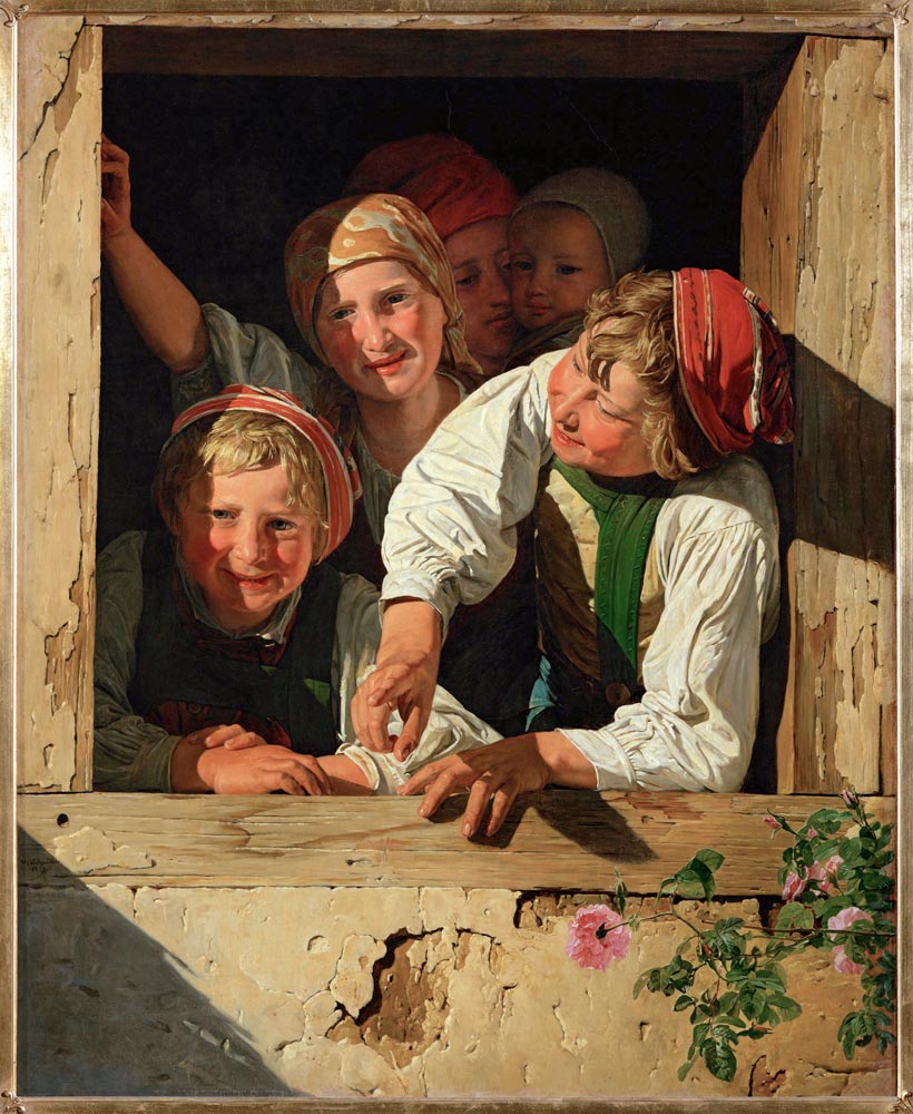 Kinder im Fenster à Ferdinand Georg Waldmüller