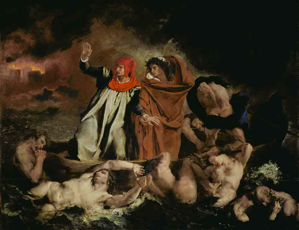 Dante et Virgil dans l'enfer (ou : Les Dante-Barke) à Eugène Delacroix
