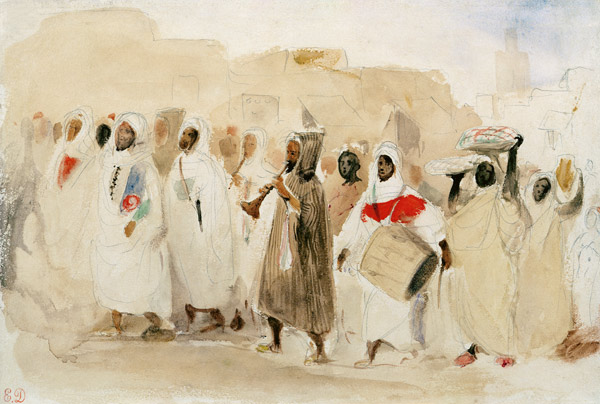 Procession de musiciens à Tanger à Eugène Delacroix