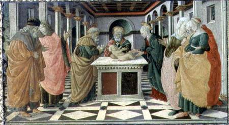 The Presentation in the Temple, predella panel to The Nativity altarpiece in the Museo Civico à Filippino Lippi