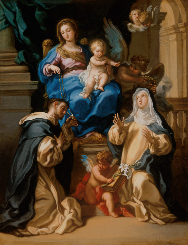 madonne avec l'enfant, le Saint  Dominique et Catherine des Siena, ainsi qu anges à Filippo Ricci